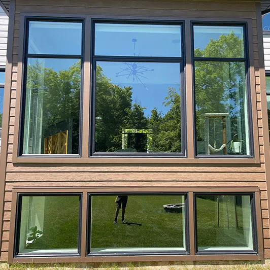 Large residential windows cleaned from the outside
