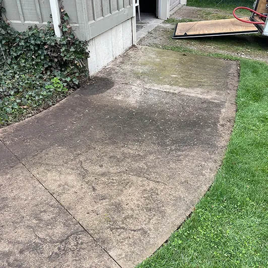 Dirty sidewalk before pressure washing