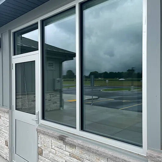 Storefront windows cleaned for a London, Ontario business
