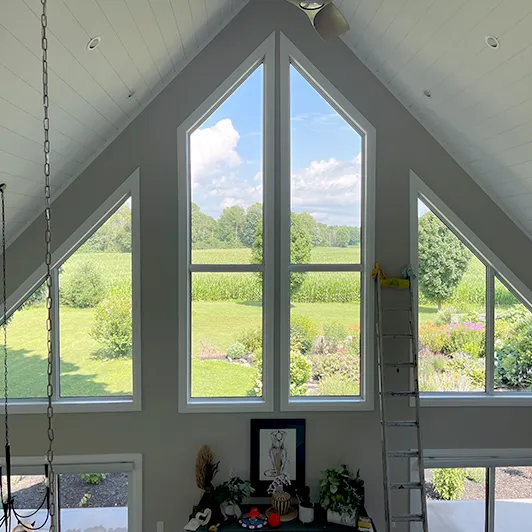 Tall windows cleaned on the inside